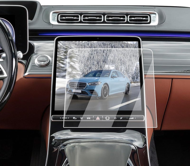 EcoZen حماية شاشة لمرسيدس S Class 2021-2026 S 500/S 580e/S580/AMG S 63/Maybach S 580/Maybach S 680 - فيلم زجاج مقسى بحجم 12.8 بوصة لنظام الملاحة لملحقات مرسيدس بنز S-Class - Image 1